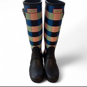 Hunter Multicolor Checkered Boots Hunter Gingham Tall Rain Boots
